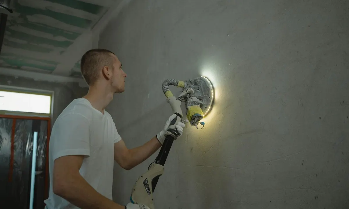 Wall sanding and surface prep before drywall painting