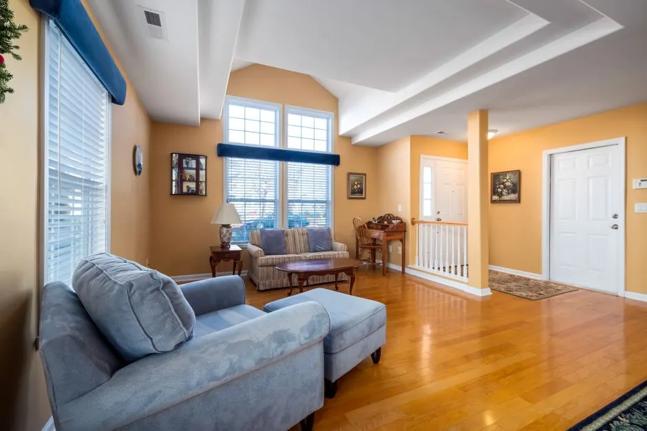 Bright interior living space with freshly painted walls